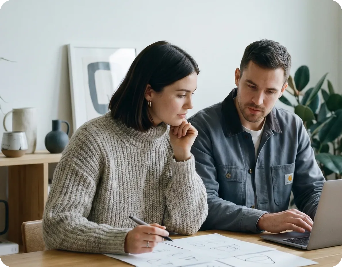 Dos personas revisando la planificación del equipo